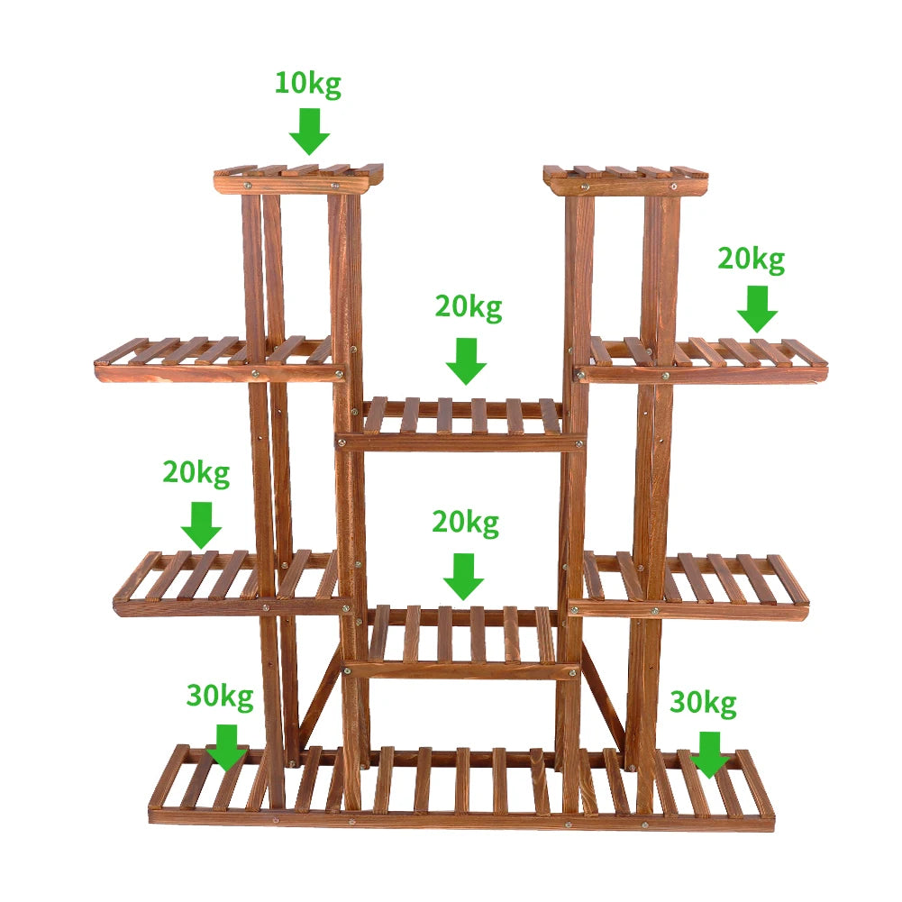 WisforFrame Wooden Plant Shelf Flower Pot Stand Indoor Outdoor Multi Tier Display