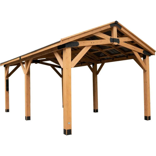 Norwood Cedar Wood Carport Pavilion With Steel Roof