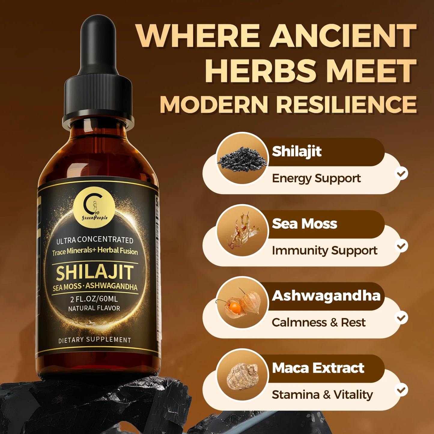 MINCH Shilajit Liquid Drops With Sea Moss And Herbal Fusion