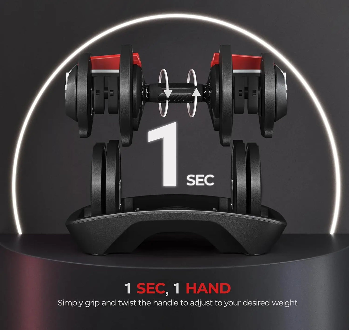 Adjustable Dumbbell Set With Anti Slip Handle Tray