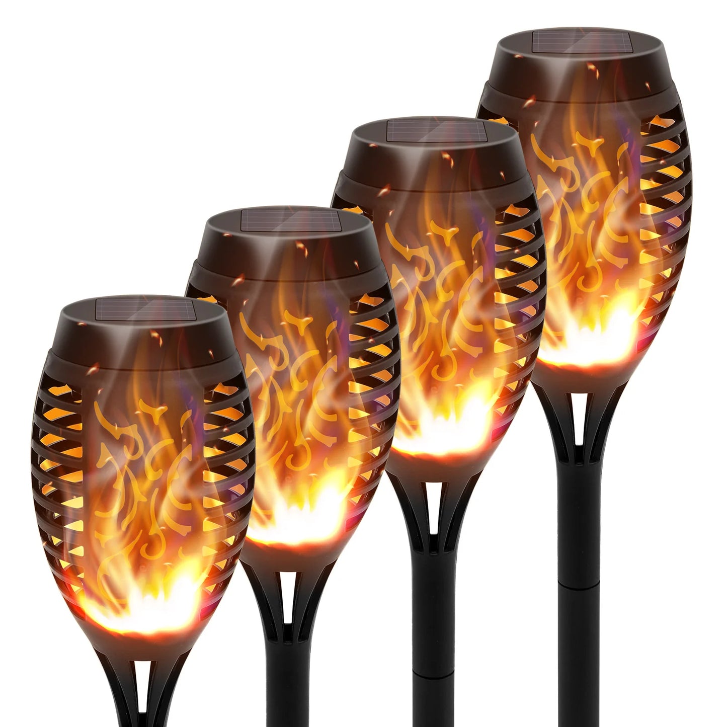 Solar Flame Torch Lights LED Flicker for Lawn Path