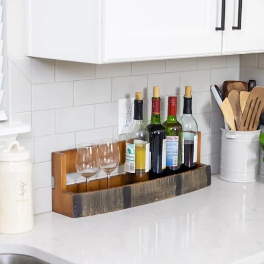 Rustic Wall Mounted Liquor Display Shelf