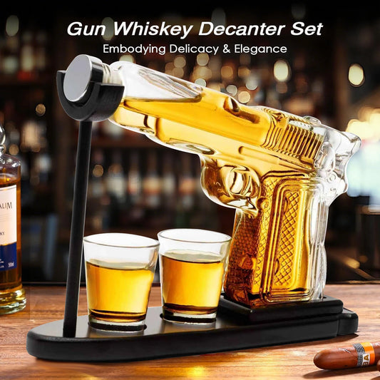 Pistol Shaped Whiskey Decanter Gift Set With Glasses Barware